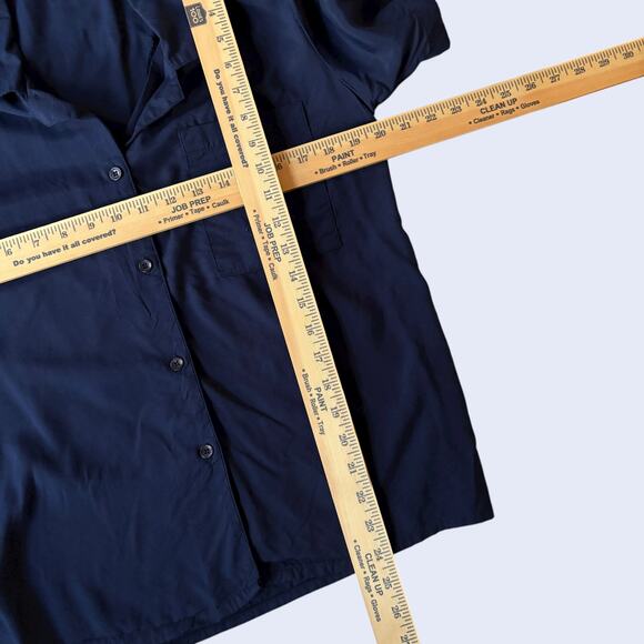 Impressions of California 90s Rayon Camp Shirt Navy Monogram Pocket Women 12 USA - Picture 5 of 6